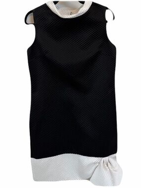 Vintage Bow Shift Dress Size 8 Mod Retro Carol Peretz Black & White